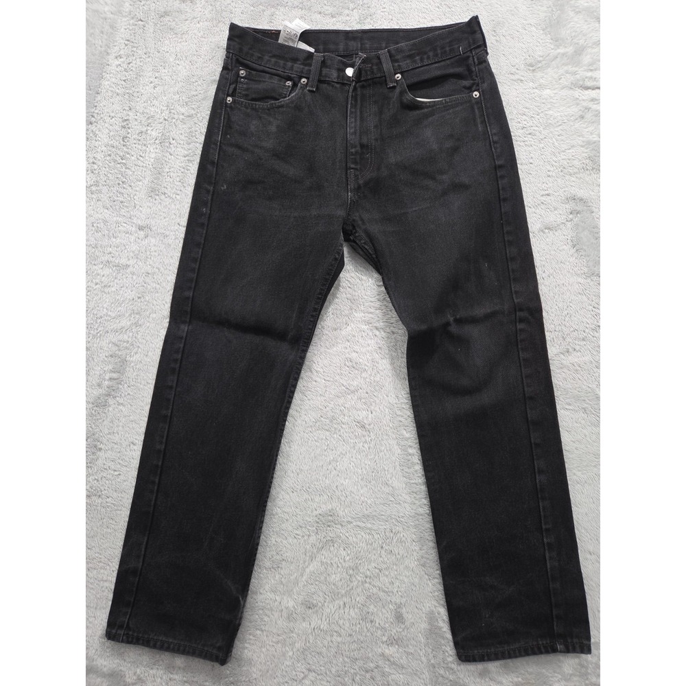 Levis 505 Mens 32x30 Mid Rise Straight Fit Black Denim Jeans 00505-0260
